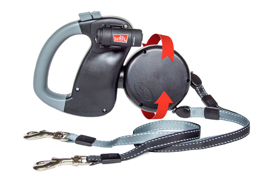 Retractable Dual Doggie Leash with LED Light, 360 Swivel No Tangle for Each Dog Independent Braking with 3M Reflective Leads
