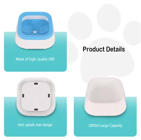 Anti-splash Water Bowl For Dogs 1L Large Capacity Drinker Drinking Bowls Dog Waterer For Puppy Cat Pet Accessories